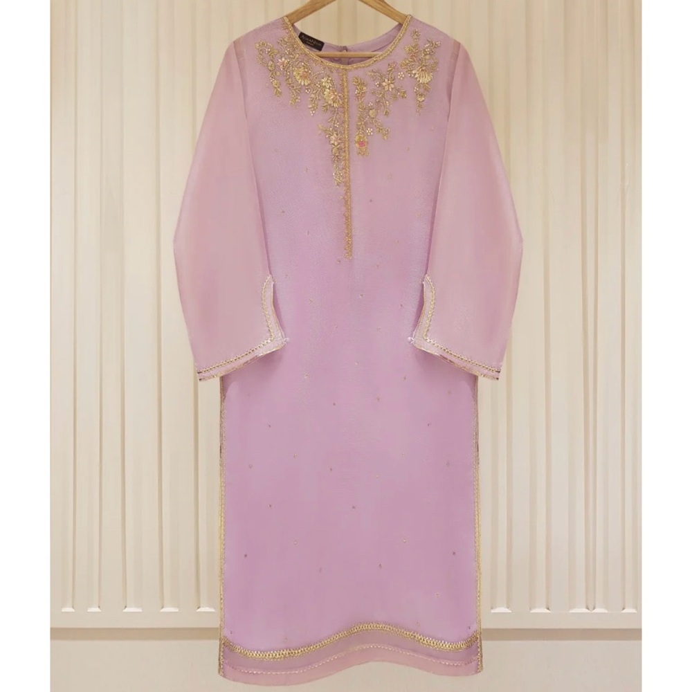 Agha Noor small cotton net beautiful lilac Kurta